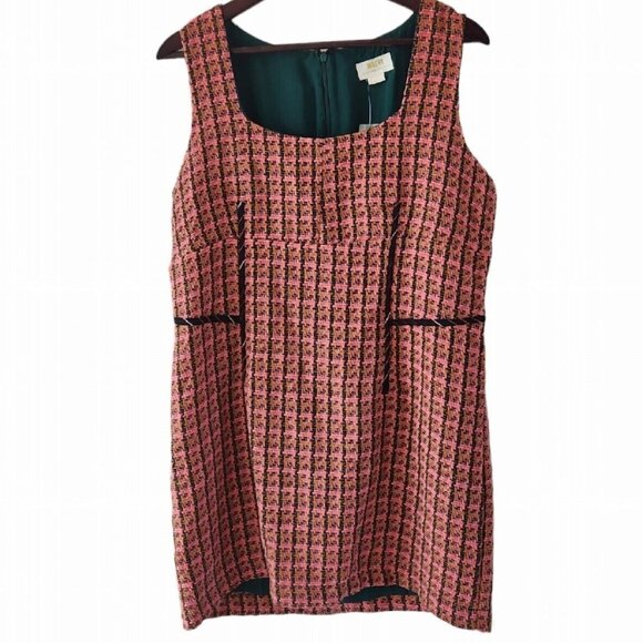 Maeve Tweed Dress Pink Gold Metallic Thread Jumper Dress Size 12 Petite NEW - Picture 1 of 7